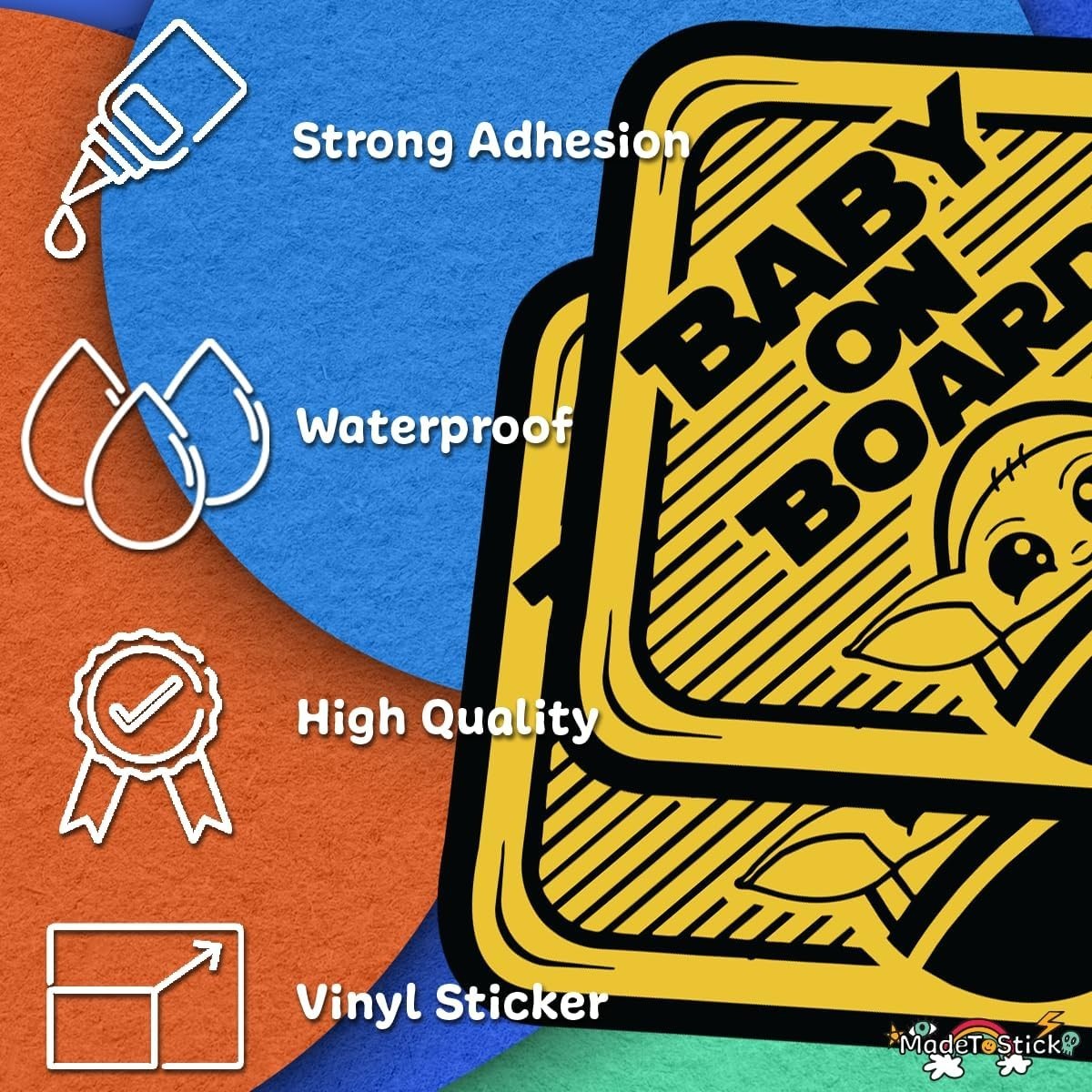 Baby On Board 5" x 5" Sticker Vinyl Decal