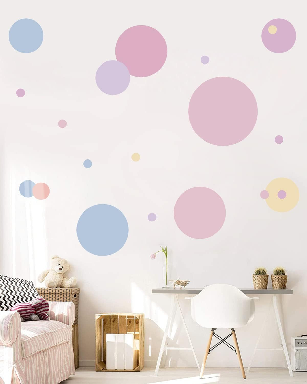 Multicolor Dots Wall Stickers Peel and Stick Vinyl Big Circle Wall Decals for Ne