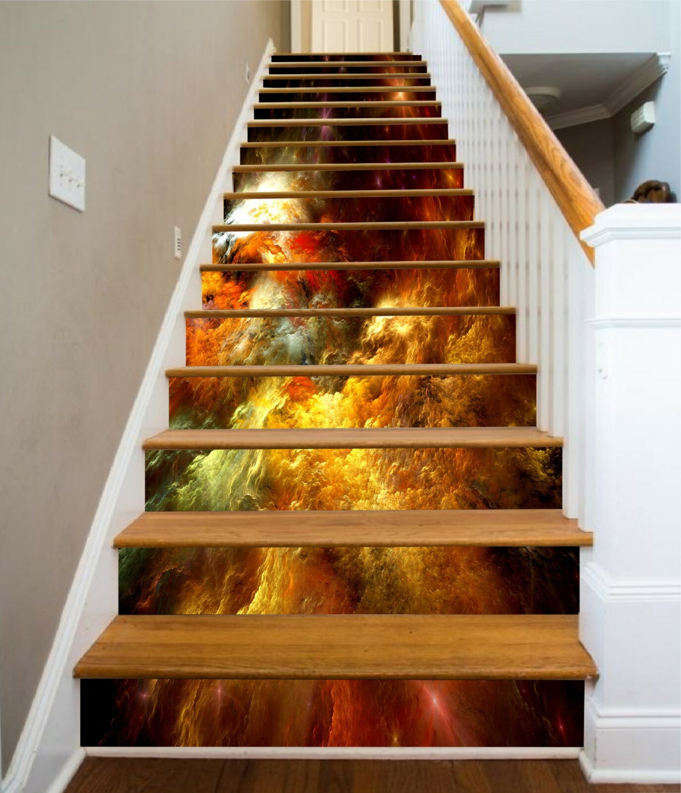 3D Golden Cloud ZHU451 Stair Risers Decoration Photo Mural Vinyl Wallpaper Zoe