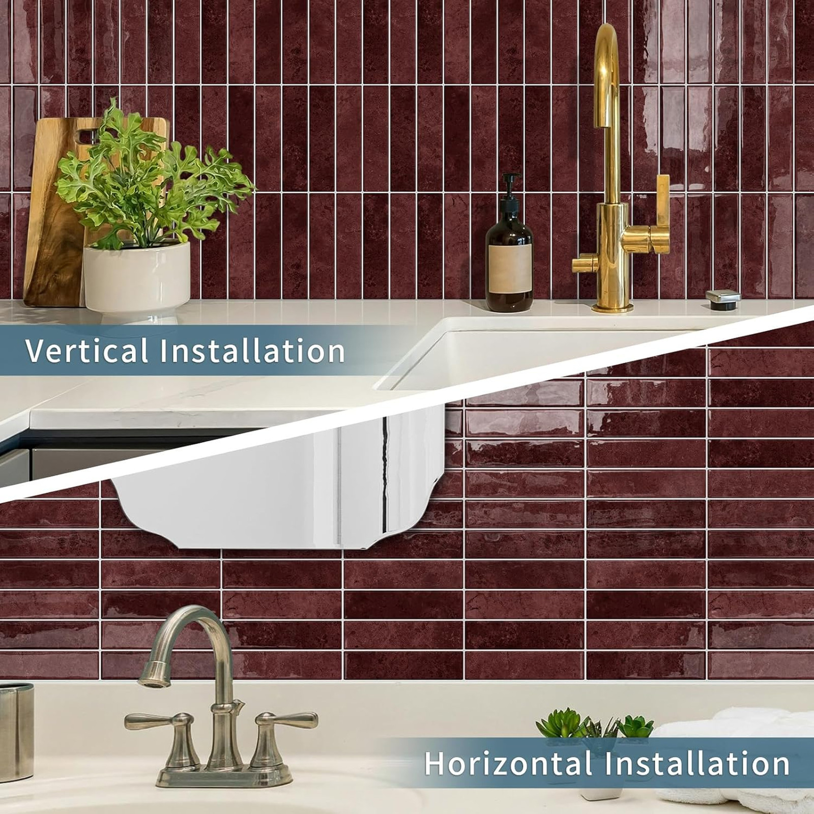 Wall Tile Stickers Vinyl Backsplash Set 12 Inch Thick Peel and Stick for Kitchen