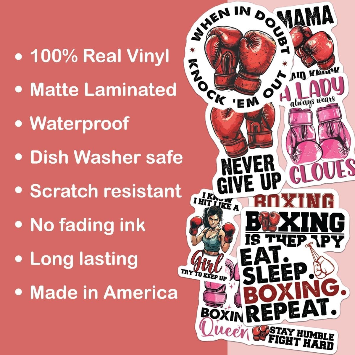 10pcs Boxing Sticker Motivational Boxing Quotes Gloves Fighter Gym Athlete Decor