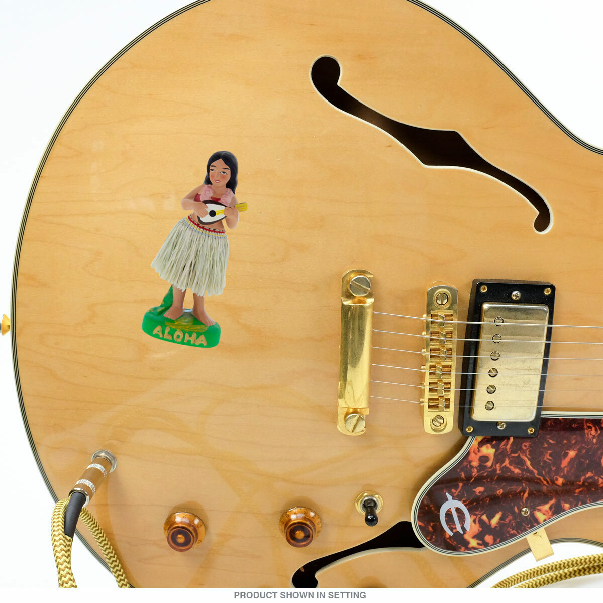 Hula Doll With Ukulele Tan Vinyl Sticker Tiki Tropical Vintage Style Hawaiian