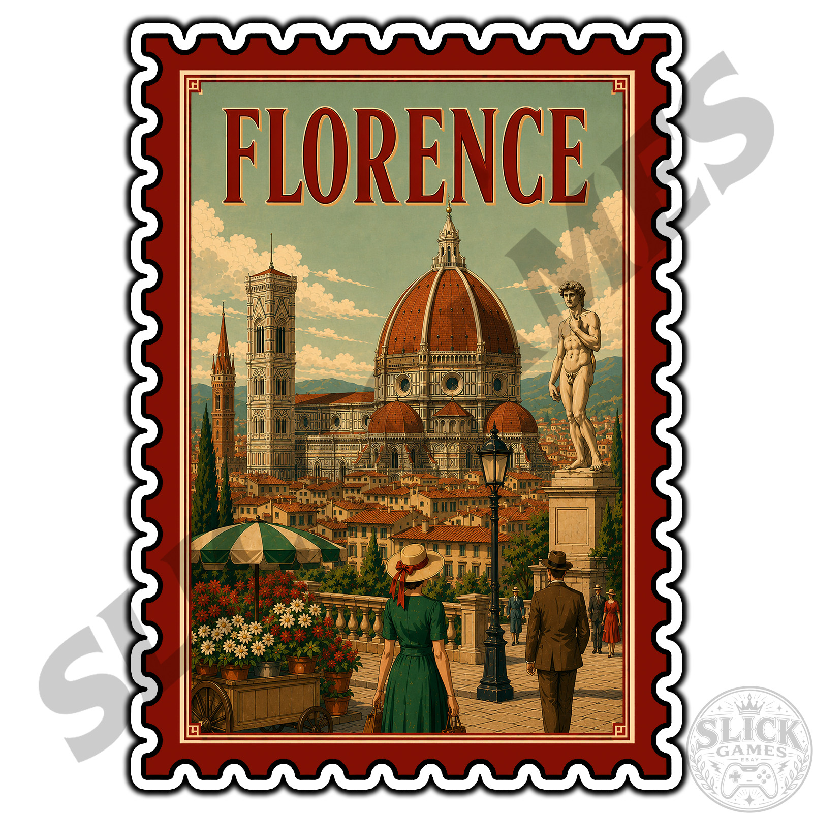 Florence Italy Travel Postage Stamp Sticker #1 Waterproof Vinyl Decal Die-Cut