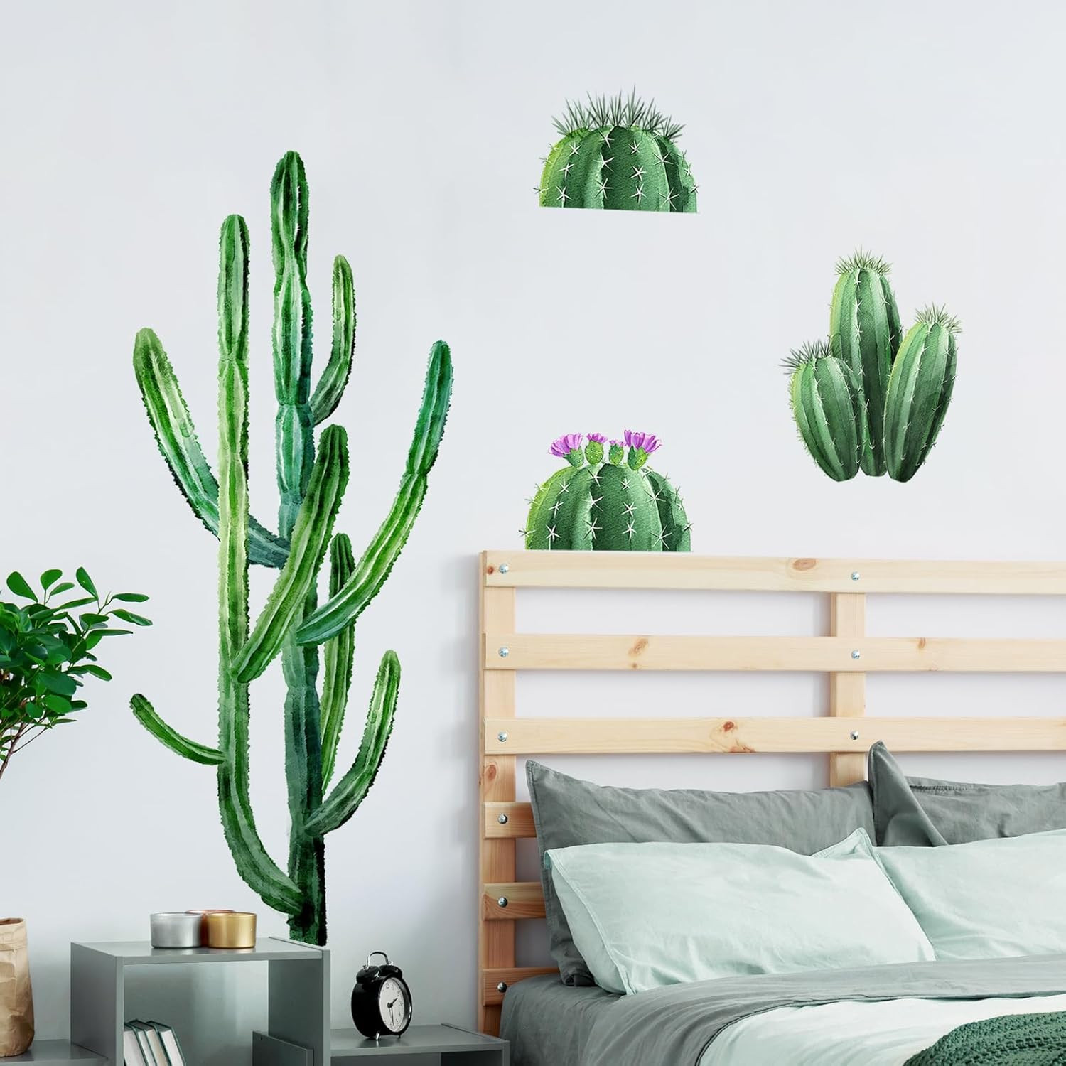 Cactus Wall Decals Tropical Cacti Green Plants Cactus Wall Stickers Peel and Sti