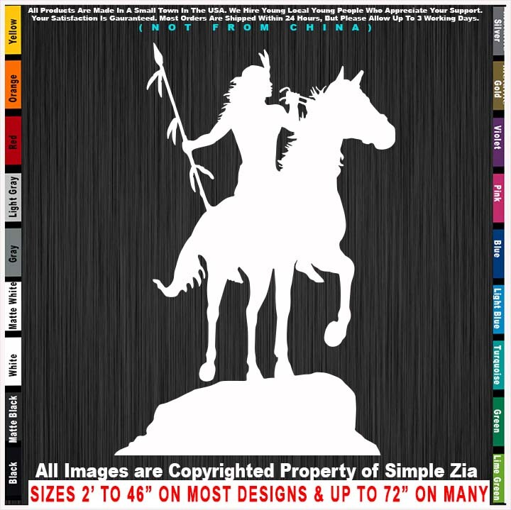 – Native American Warrior on Horse Apache Navajo Pueblo Hopi Zuni Sticker Decal