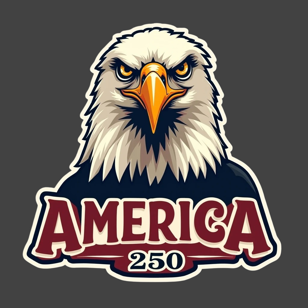 America 250 Sticker Vinyl Decal Bald Eagle Patriotic USA Freedom Graphic