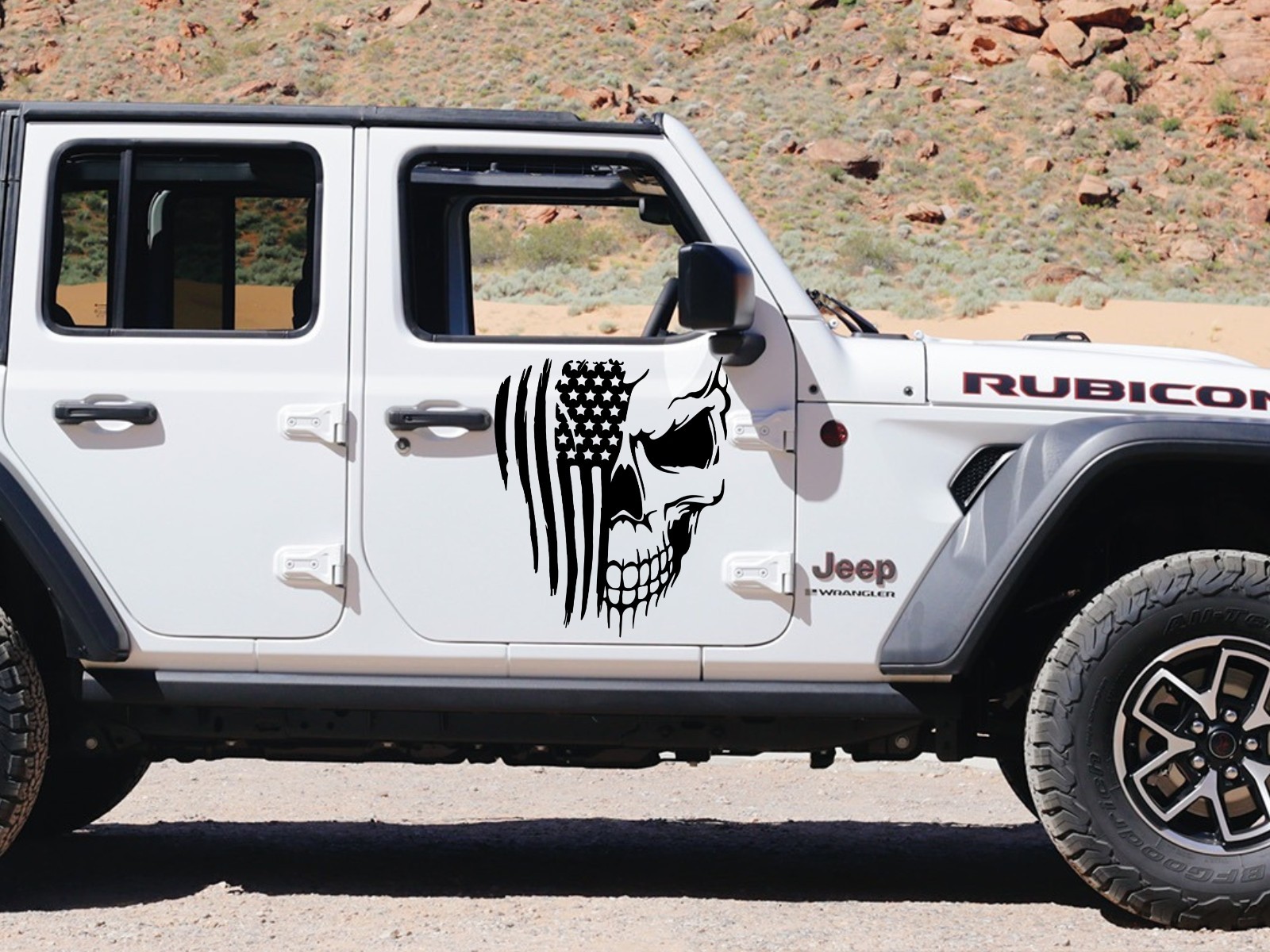 Distressed Skull America Flag Skeleton Vinyl Car Decal Sticker USA Truck Window
