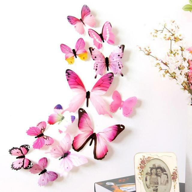Multi color 3D Butterfly 12 Pieces Beautiful Wall stickers Sweet Home