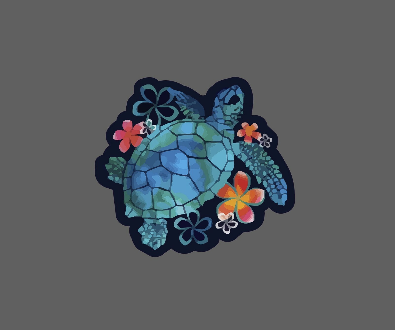 Sea Turtle Sticker Floral Waterproof – Buy Any 4 For $1.75 Each Storewide!