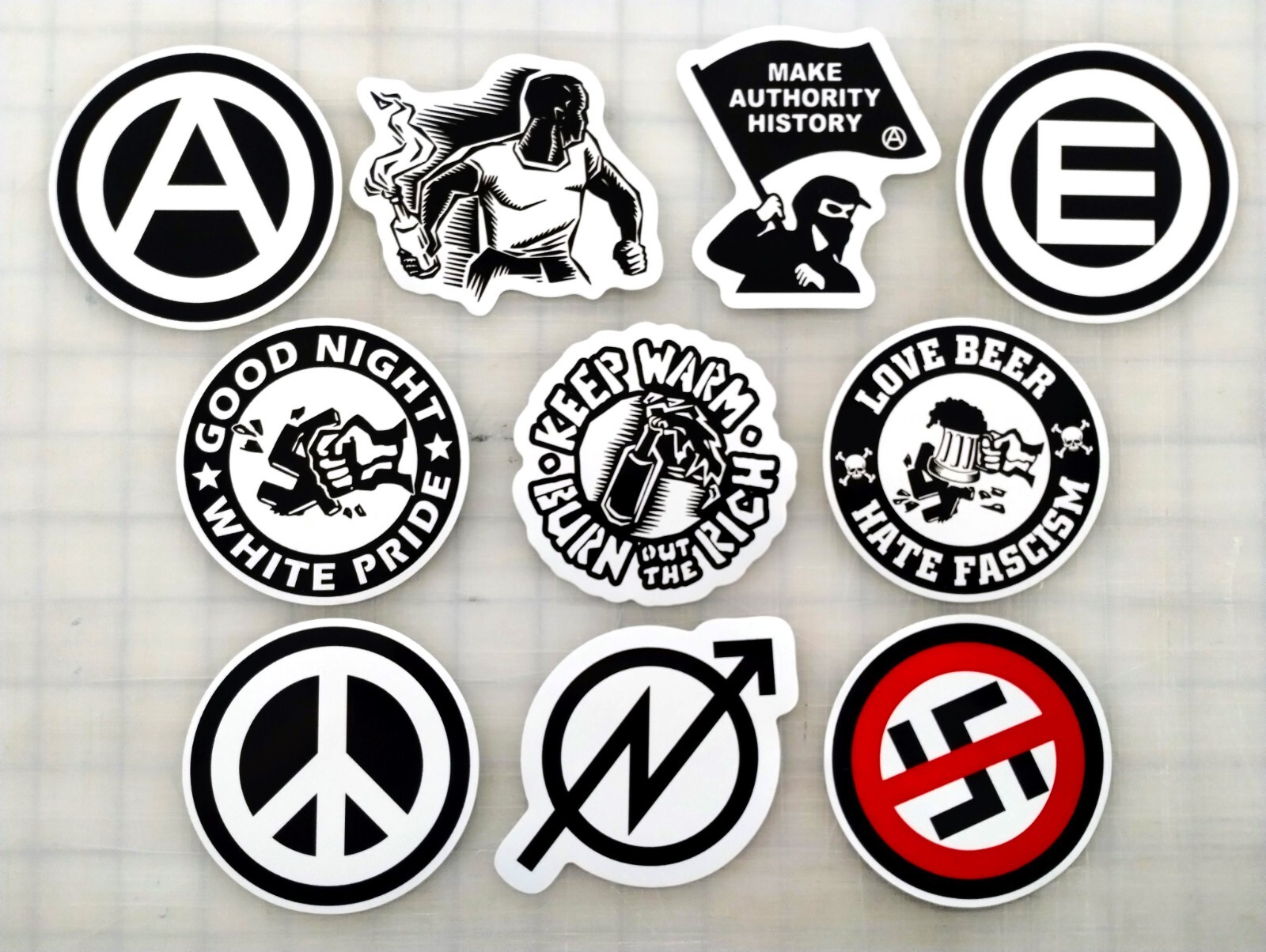 Anarchist Political Government Sticker Pack (10) SET 4 anarchy, womens rights