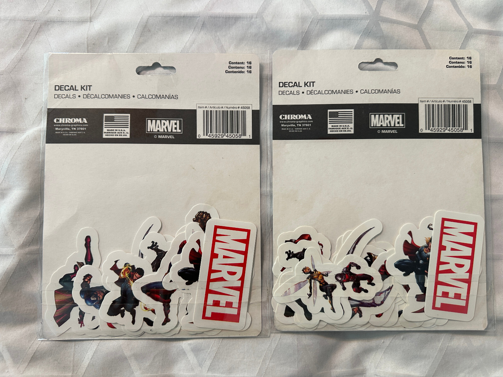 (2) MARVEL 16 PCS DECAL KIT CAPTAIN AMERICA IRON MAN THOR HULK BLACK PANTHER