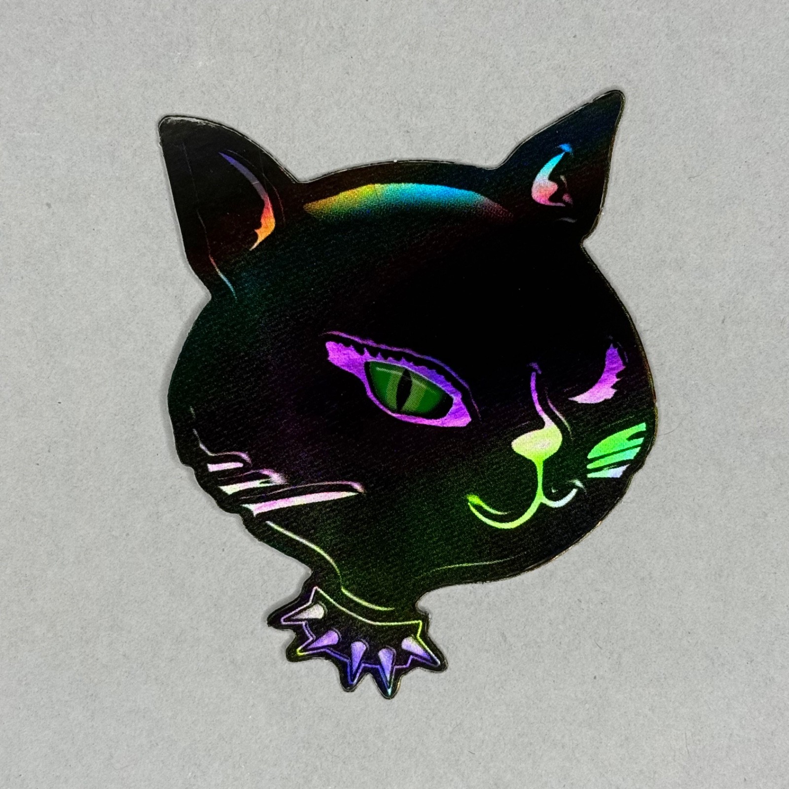 Vintage Winking Cat Vending Stickers 2001 Prism Foil Y2K