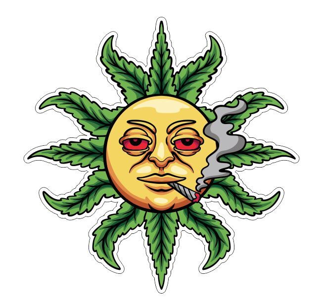 Weed Cannabis Marijuana Joint Stoner Smoking Sun Sticker A30