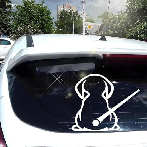 Reflective White Dog Tail Wiper Decal, Funny Moving Animal Design for Car Rear