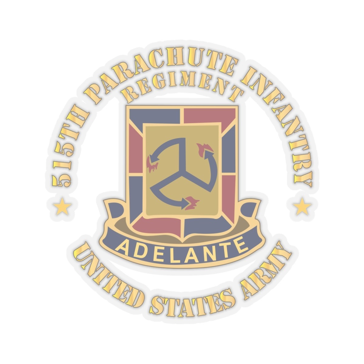 Kiss-Cut Stickers – Army – 515th Parachute Infantry Regiment – DUI – United Stat