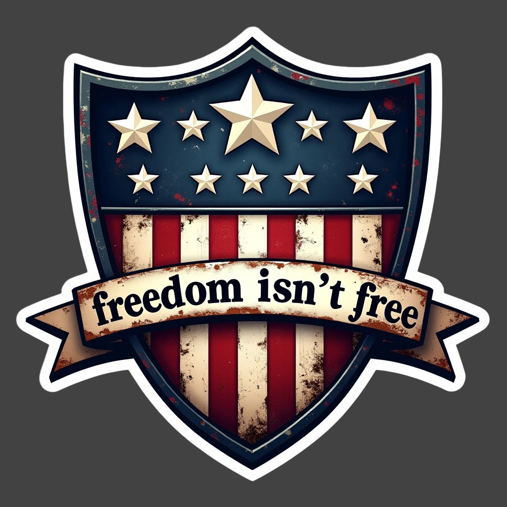 Americana Sticker Vinyl Decal Freedom Isn’t Free Patriotic USA Flag Shield