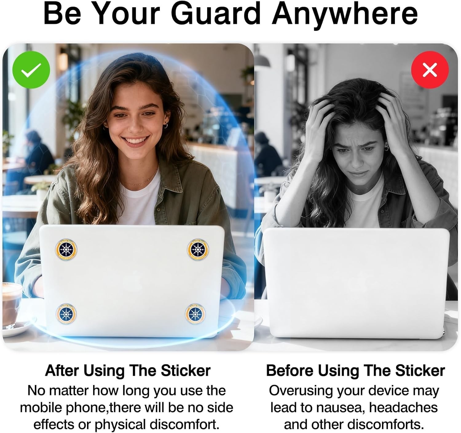 8-Pack Radiation Blocking Stickers – Gold & Silver Energy Balancers for Devices