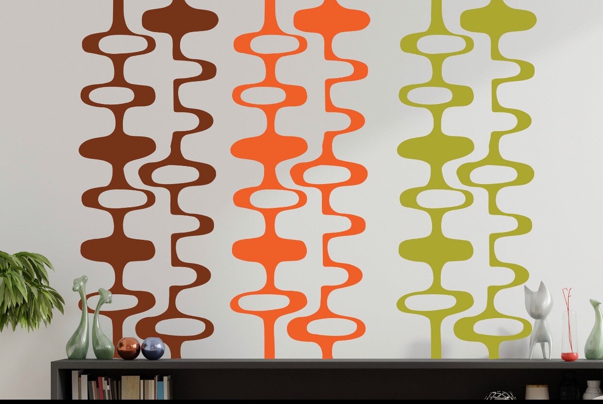 Vintage midcentury modern wall decal chain pattern