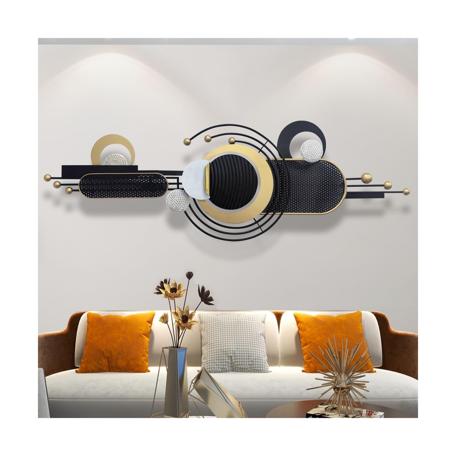 Wall Art ,Modern Creative Geometric Circular Metal Wall Sculptures, 58"×18"