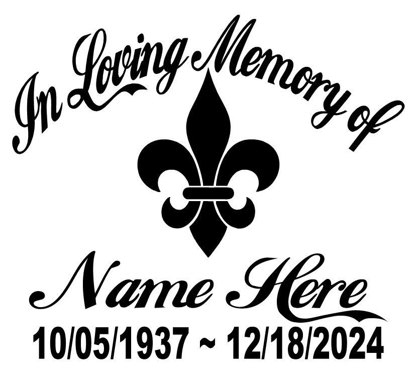 In Loving Memory Decal Fleur‑de‑Lis Faith Symbol Love | Car Window Vinyl Sticker