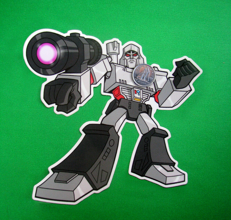 Mega Tron Vinyl Sticker Robots in Disguise 80s G1 Decal Water Bottle Car Truck