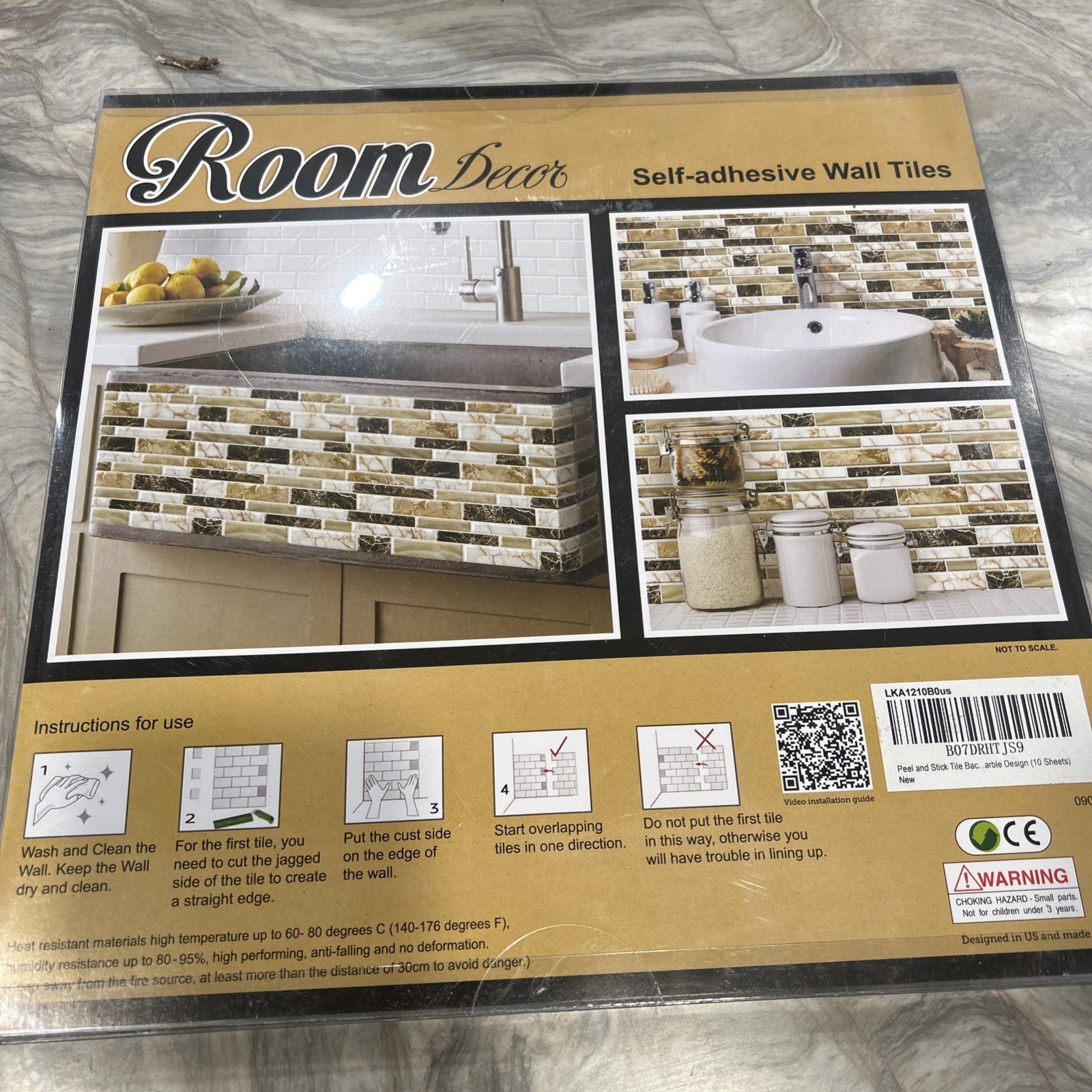 LONGKING 10-Sheet Peel and Stick Tile Backsplash, Vinyl 3D Self-Adhesive