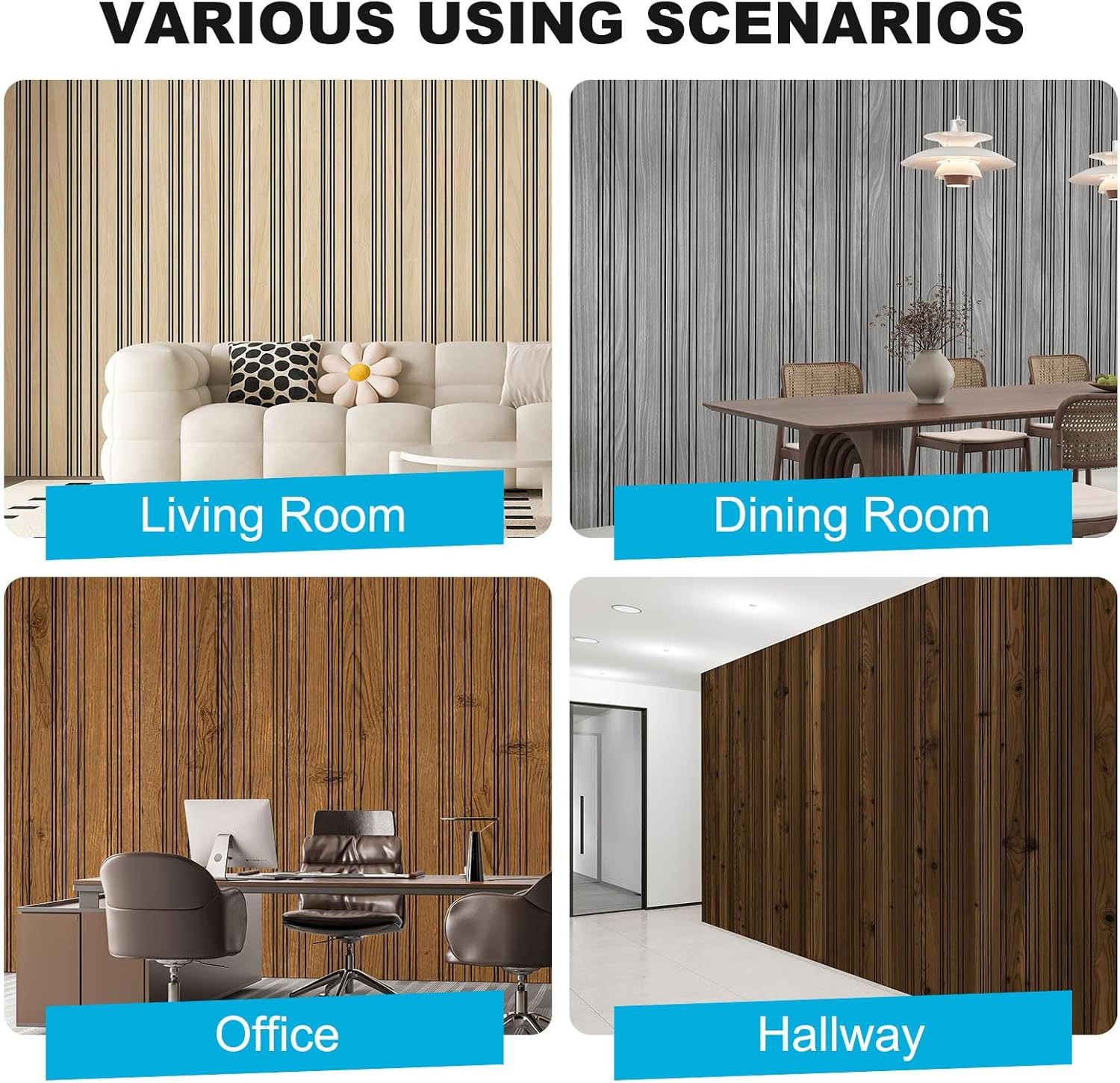 Recycled Wood Grain Wall Panels – 4-Pack Wainscoting for Stylish Decor