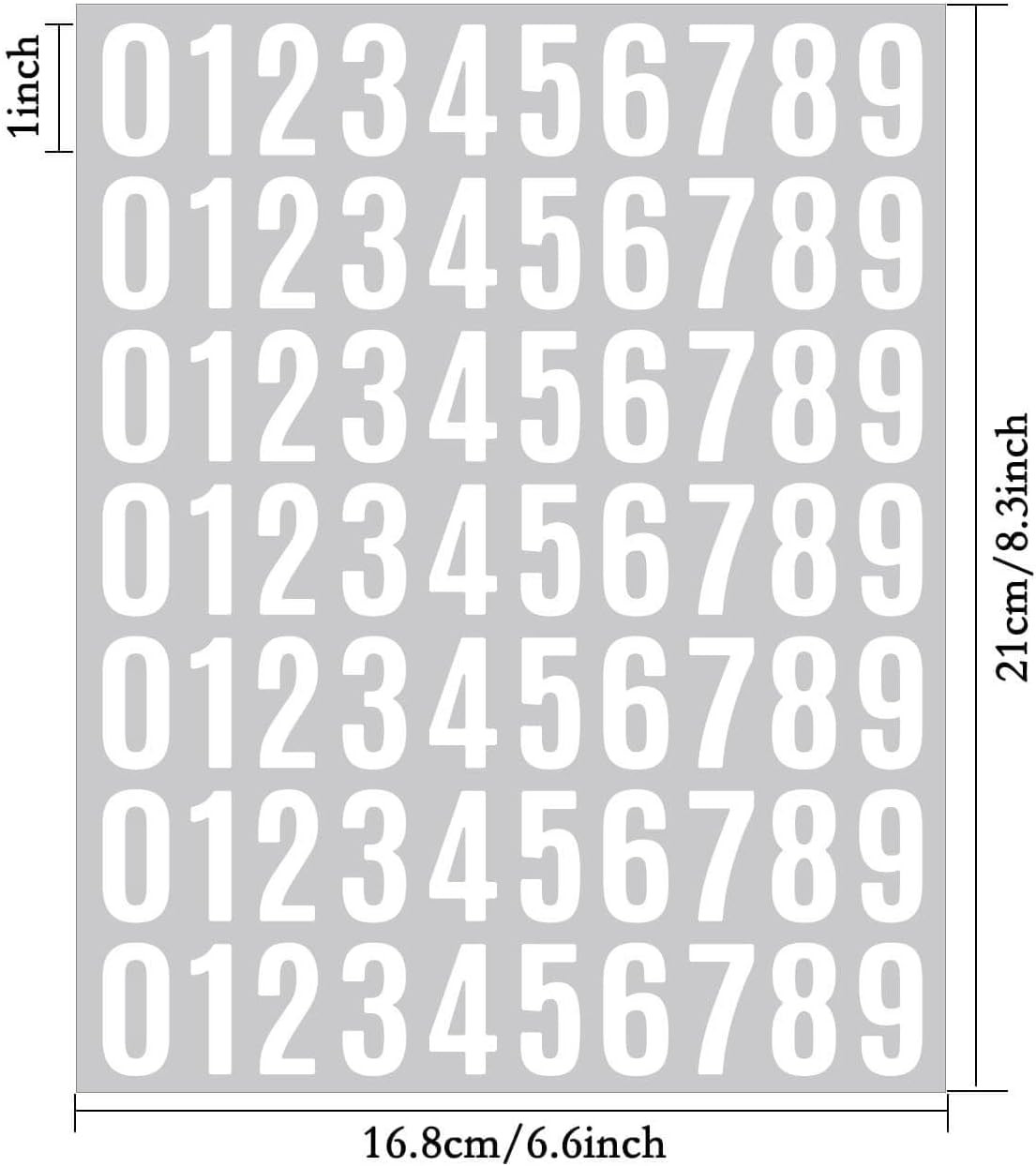 560 Pcs 1 Inch Number Stickers,8 Sheets 0-9 Self-Adhesive Vinyl Waterproof Numbe