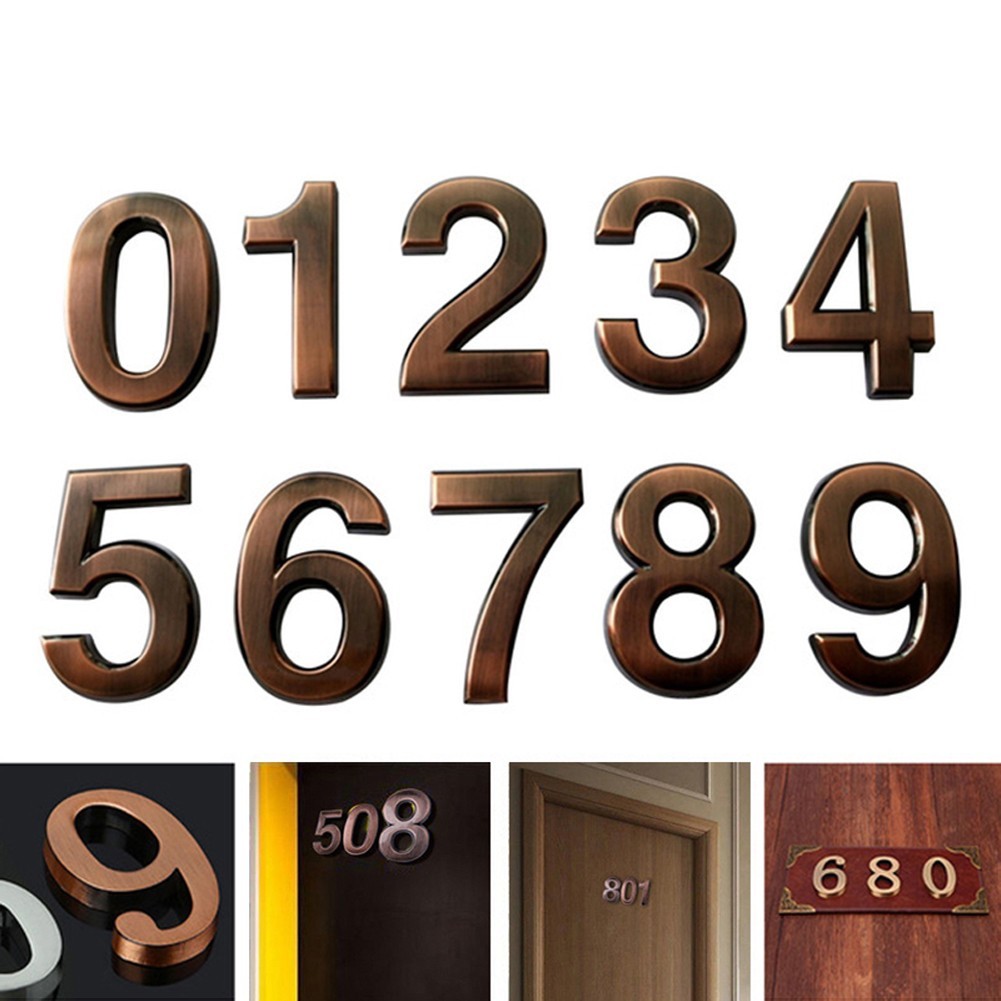 3D Door Number Sign Bronze ABS 50x35x6mm for Apartment Condo Hotel Room Door