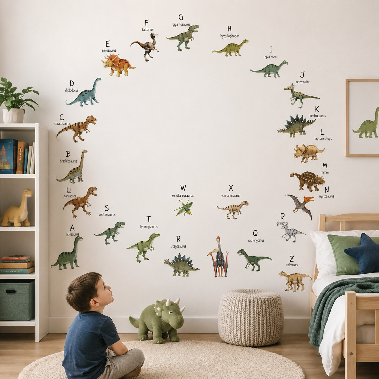 Dinosaur Alphabet Wall Stickers Kids Room Dinosaur Playroom Wall Decor Stickers