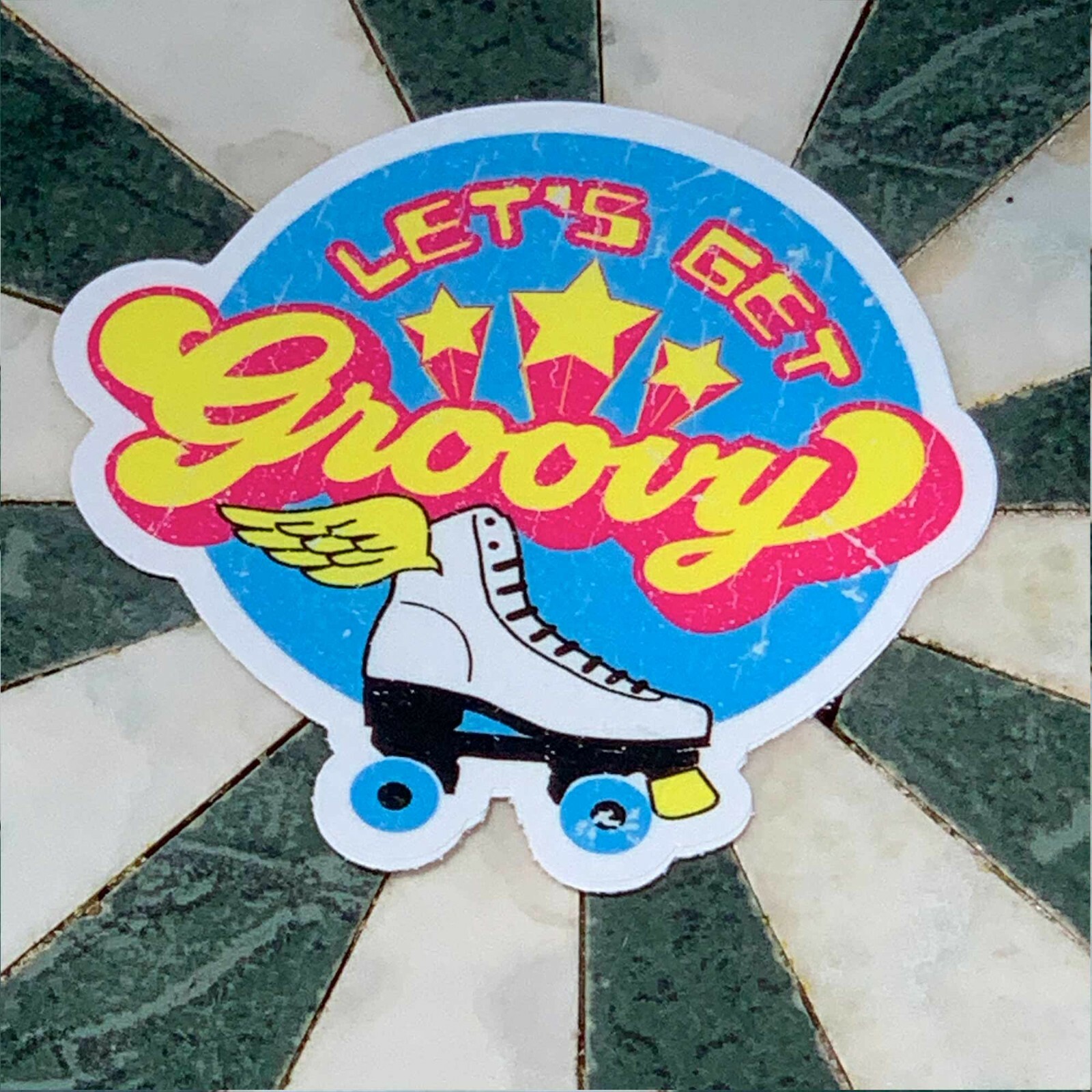 Groovy Premium Stickers & Magnets / Winged Roller Skate, Retro Style