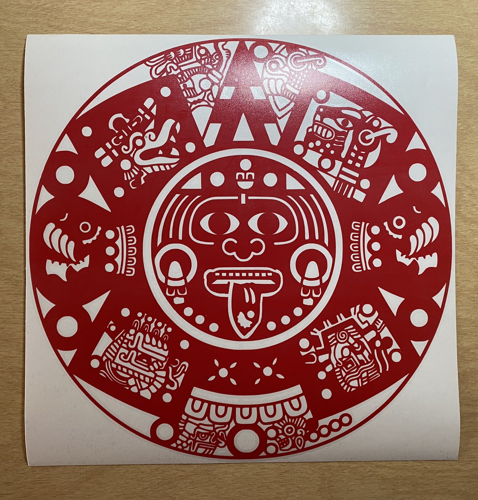 Aztec Calendar, Piedra Del Sol, Vinyl Decal/Sticker for Laptop, ,Guitar, Helmet