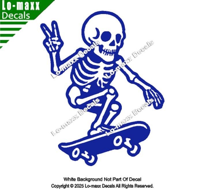 Skateboarding Skeleton Bones On Board Funny Die Cut Vinyl Decal Sticker