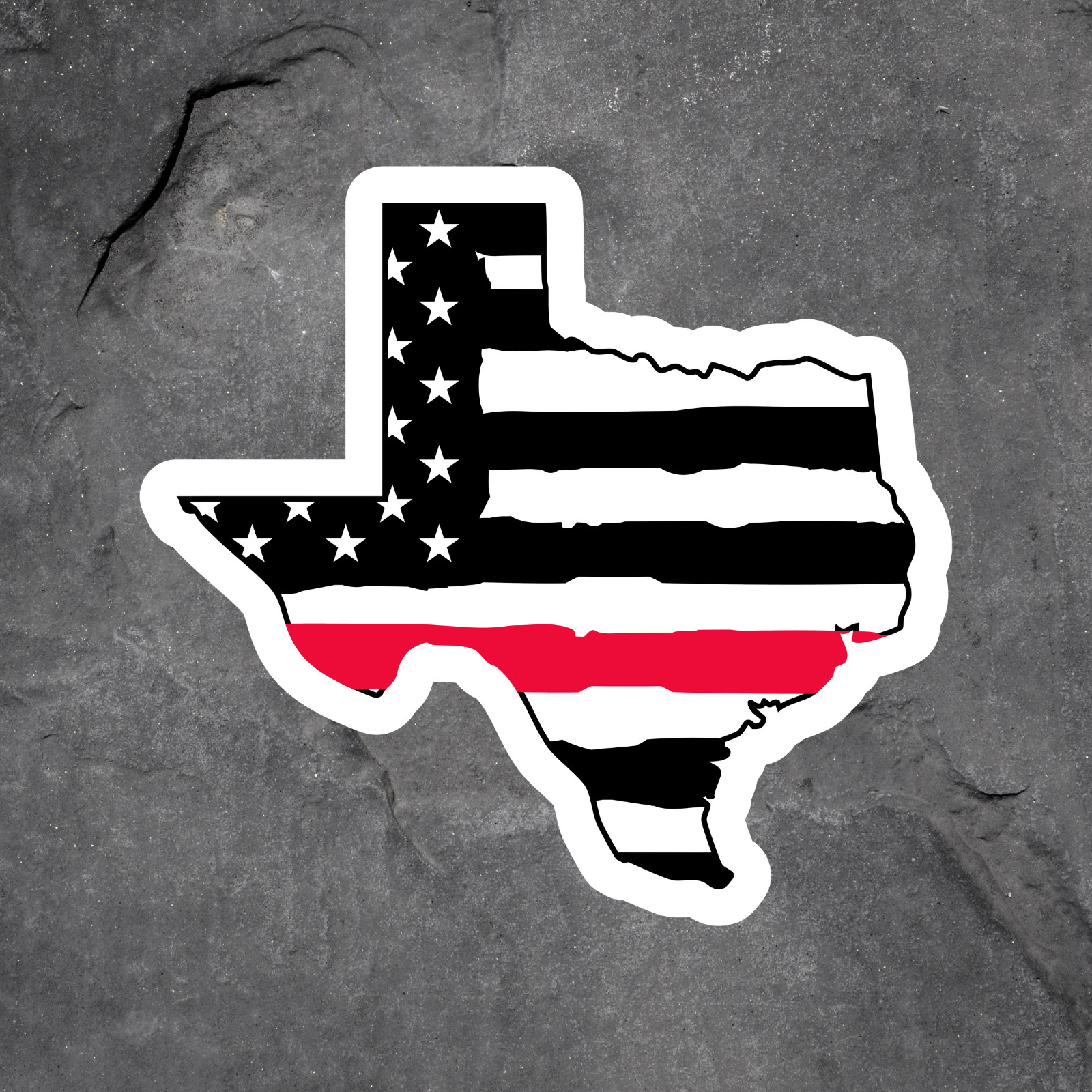 Texas Sticker Vinyl Decal State Flag Shape Patriotic USA Black Red