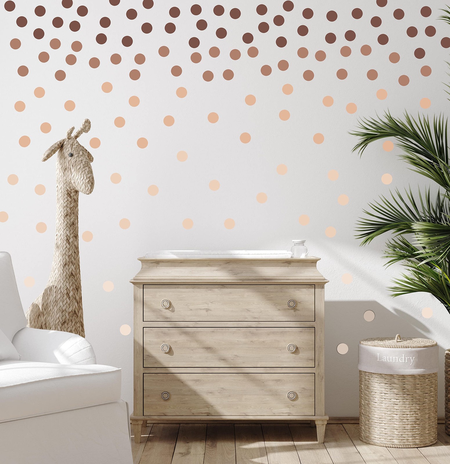 Neutral Boho Polka Dot Wall Decals – 150 2-inch Brown Wall Stickersl | Earthy…