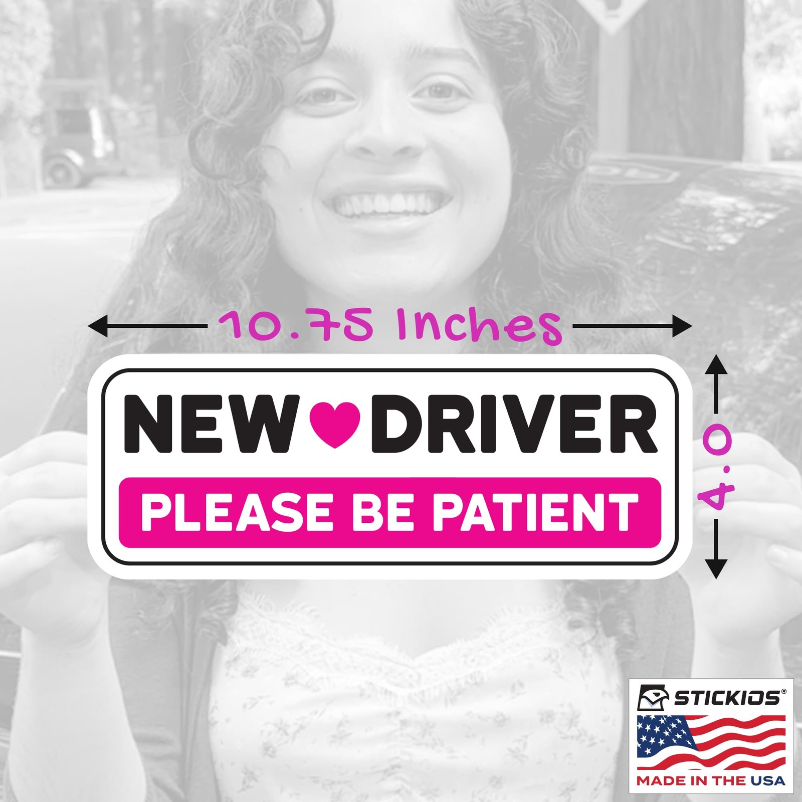 New Driver Stickers Pink Non-Magnetic for Cars & Windows Reusable