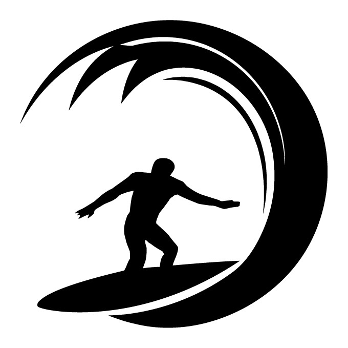 Surfer Surfing Ocean Wave Many Colors Die Cut Vinyl Decal Made in USA