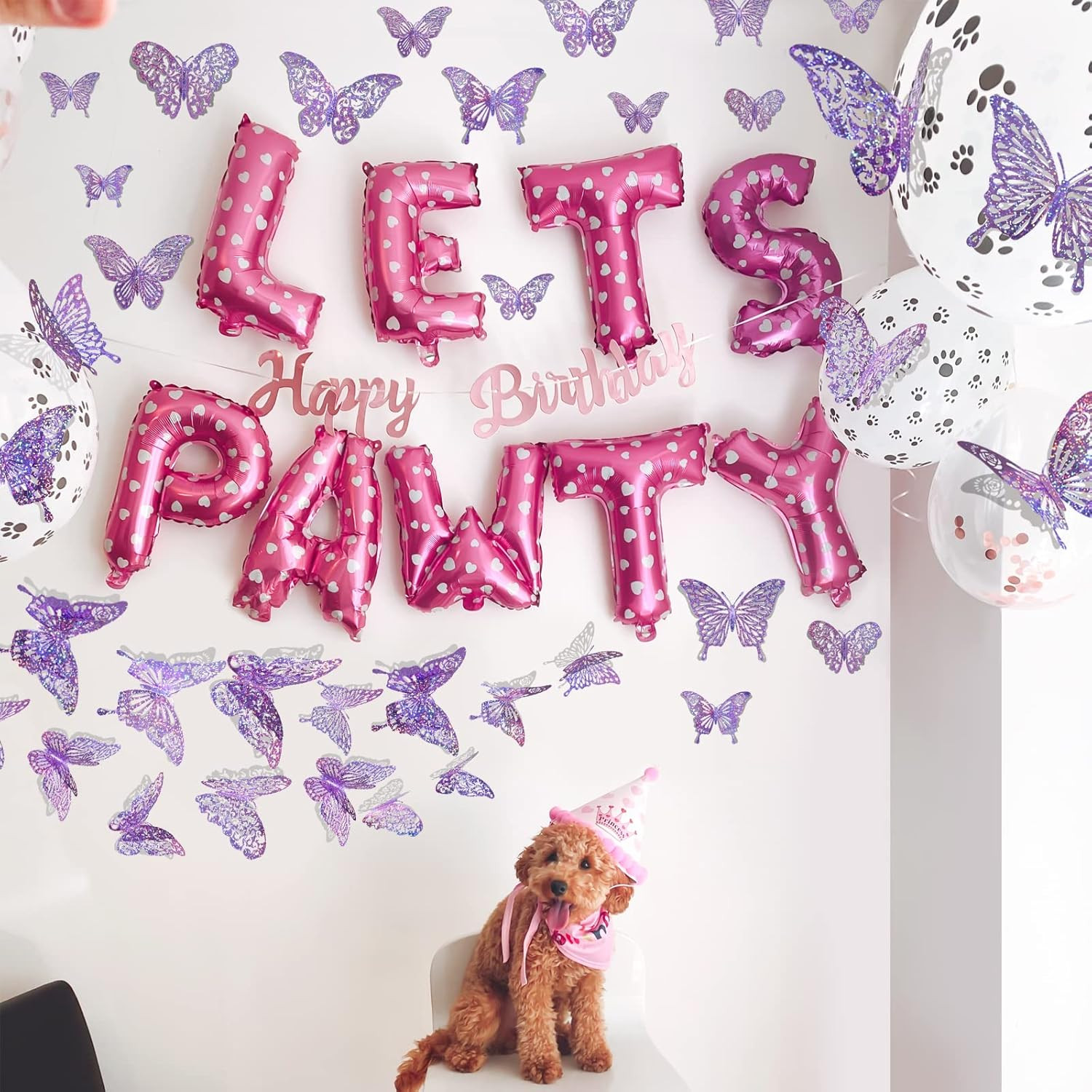 60 Pcs 3D Sequined Purple Butterfly Wall Decor Stickers, 5 Styles 3 Sizes, Holog