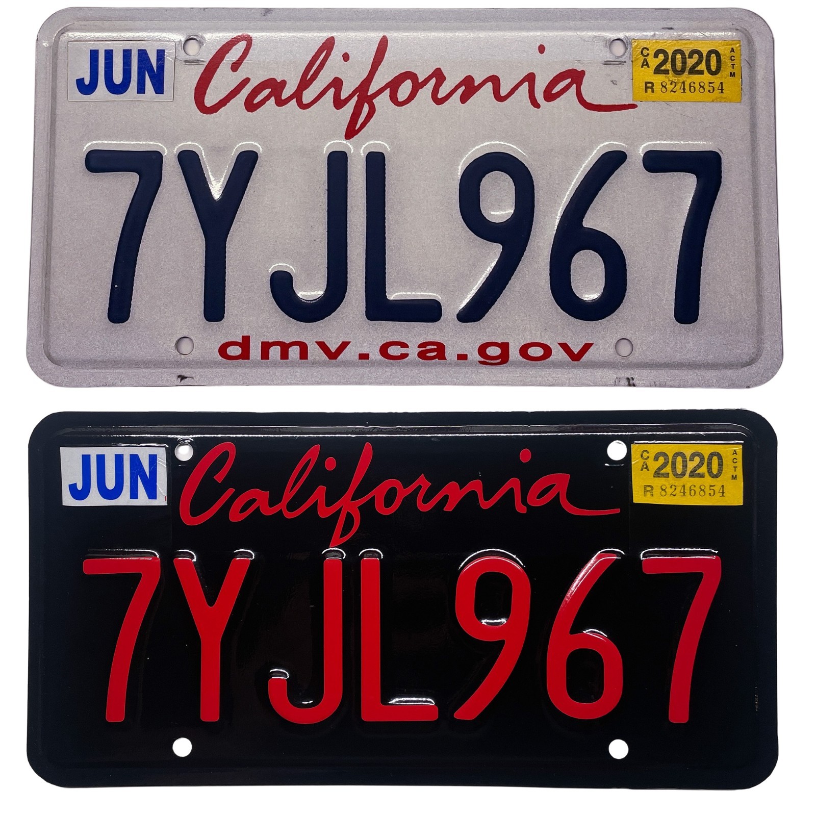 Cursive and Legacy California CA Plate Wrap DIY Kit White, Yellow Red Reflective