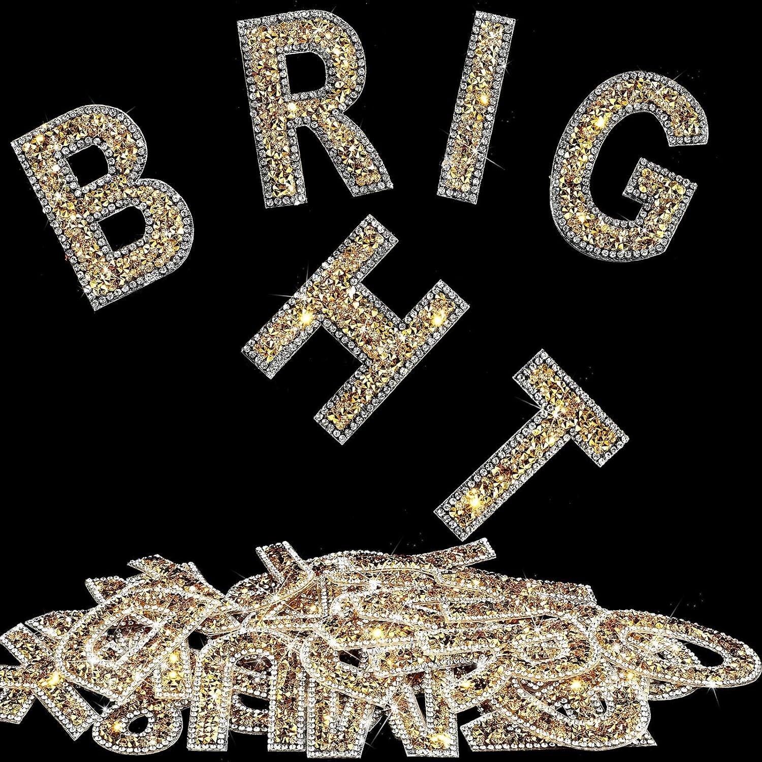 2.56Inch Gold White Rhinestone Letter Number Sticker Container Phone Laptop Hat