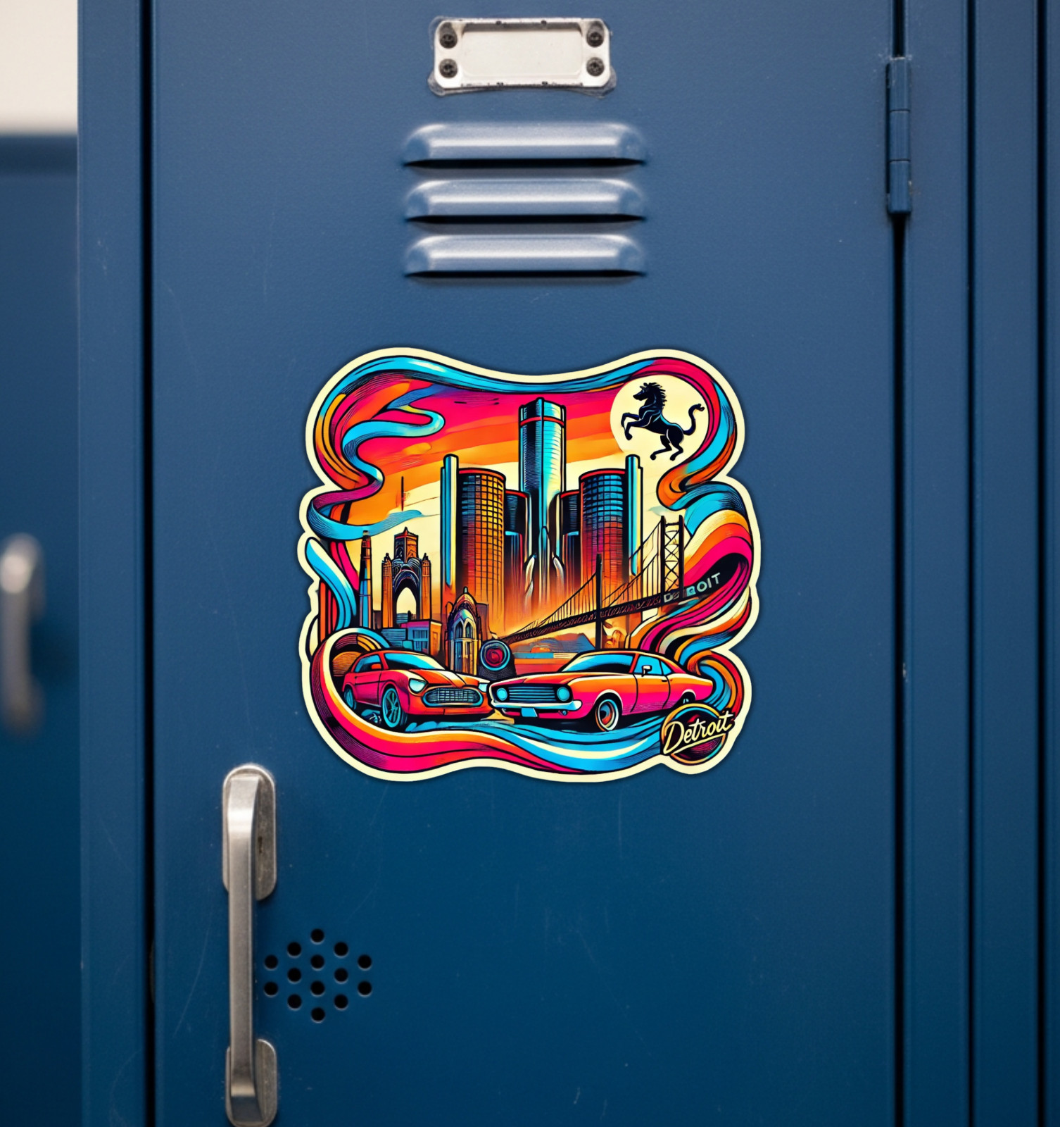 Detroit Michigan Fridge Magnet or Laptop Sticker