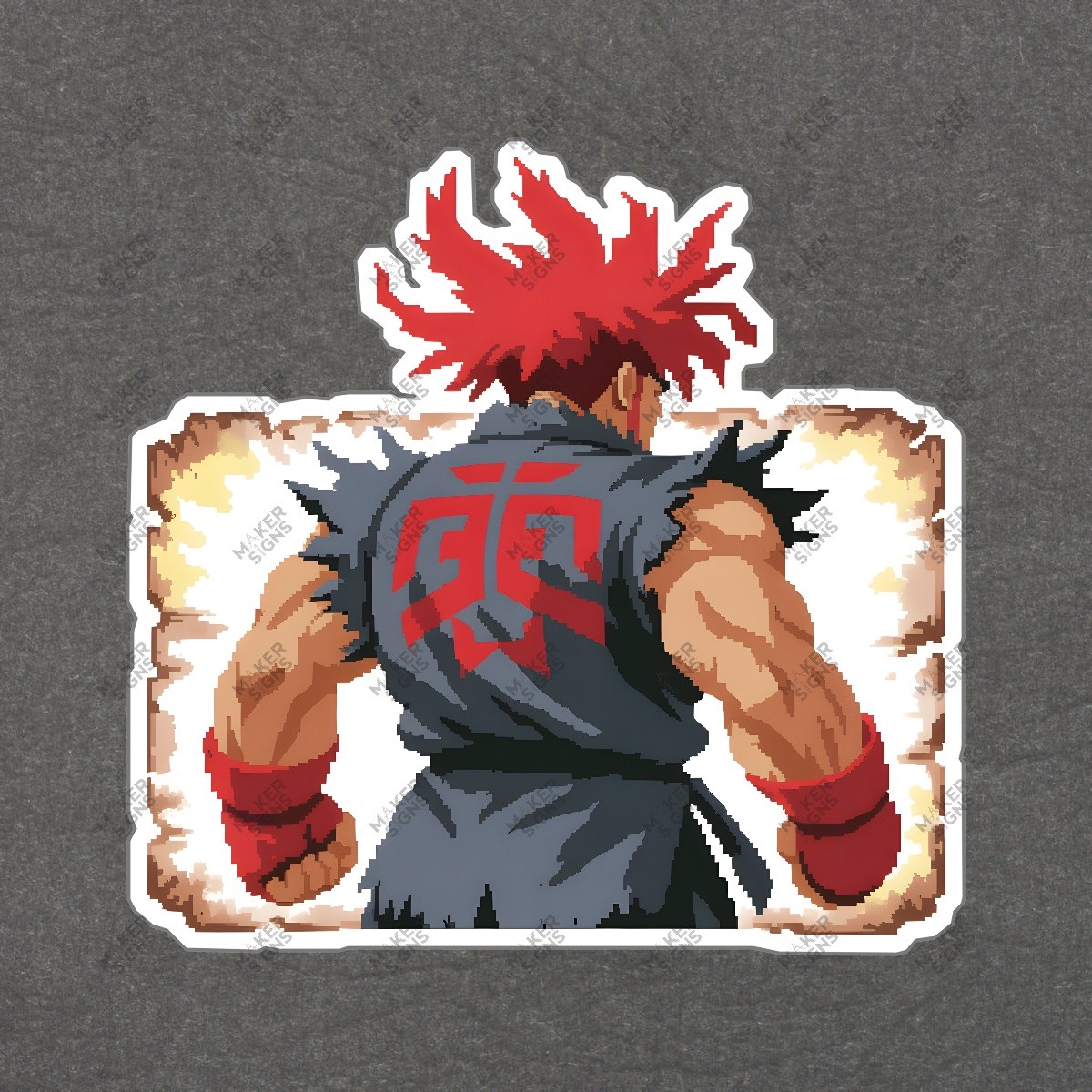 Retro Pixel Art Akuma Fighting Game Sign Street Fighter Decor Gamer #7786