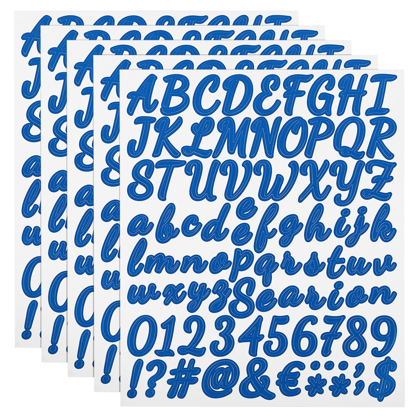 5 Sheet 420 Pcs Self Adhesive Vinyl Letter Number Stickers (Dark Blue, 1 Inch)