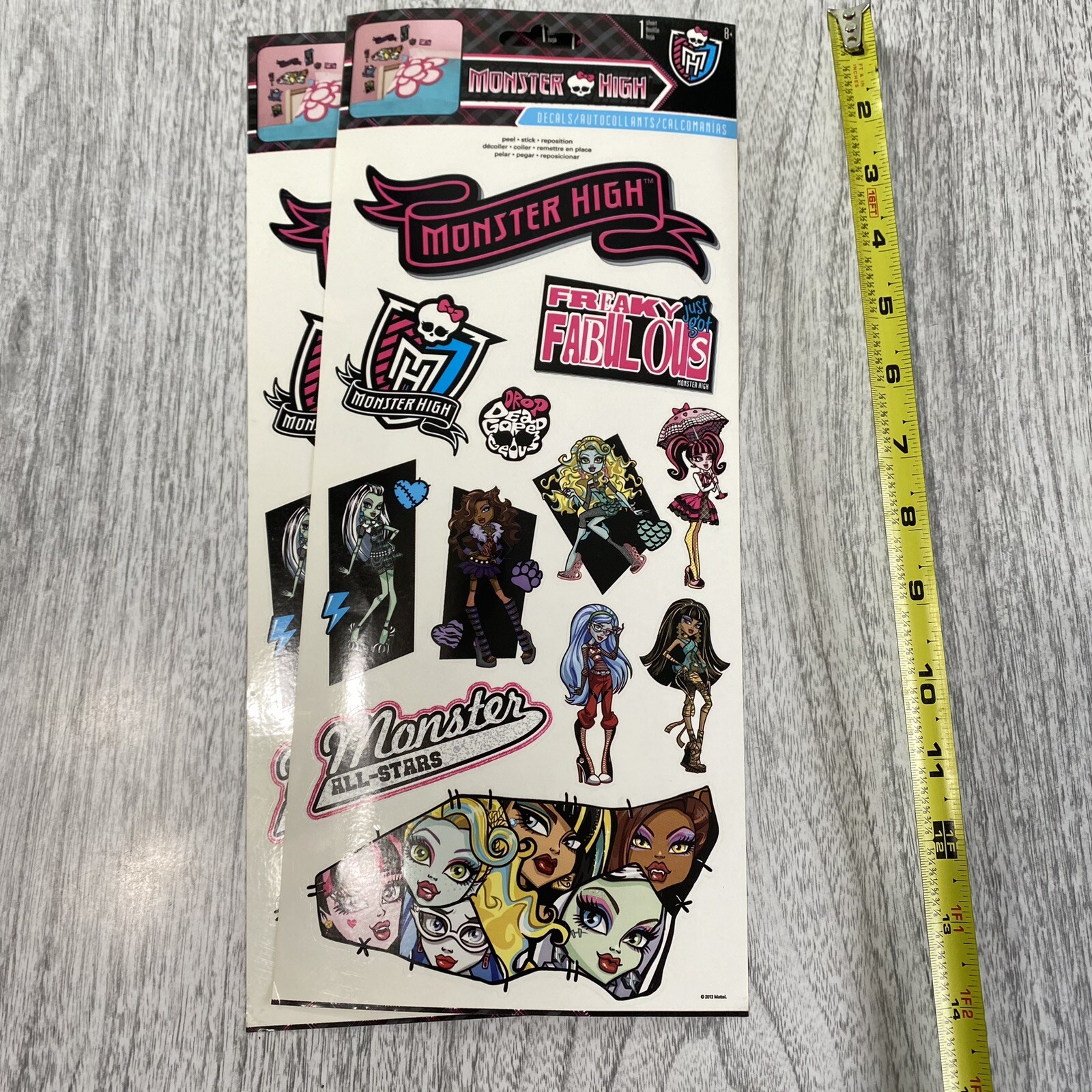 2013 Monster High Decals Stickers Lot of 2 Sheets