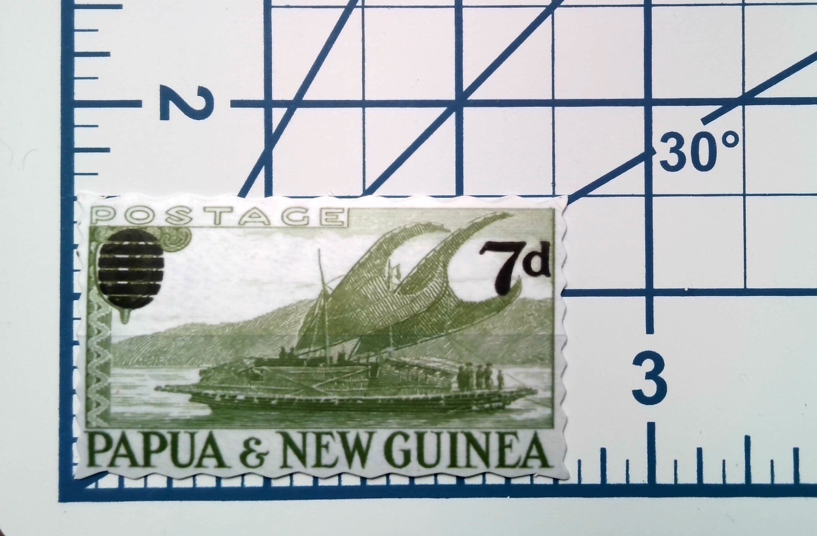 Papua New Guinea Boat Sticker Die Cut Vinyl Vintage Postage Stamp Canoe Ship