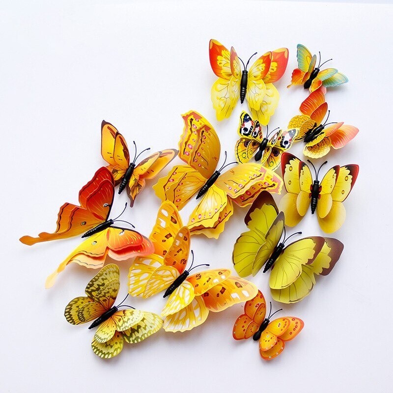 24 Pieces Decorative Beautiful Multi-Color 3D Butterfly Removable Wall Sticker