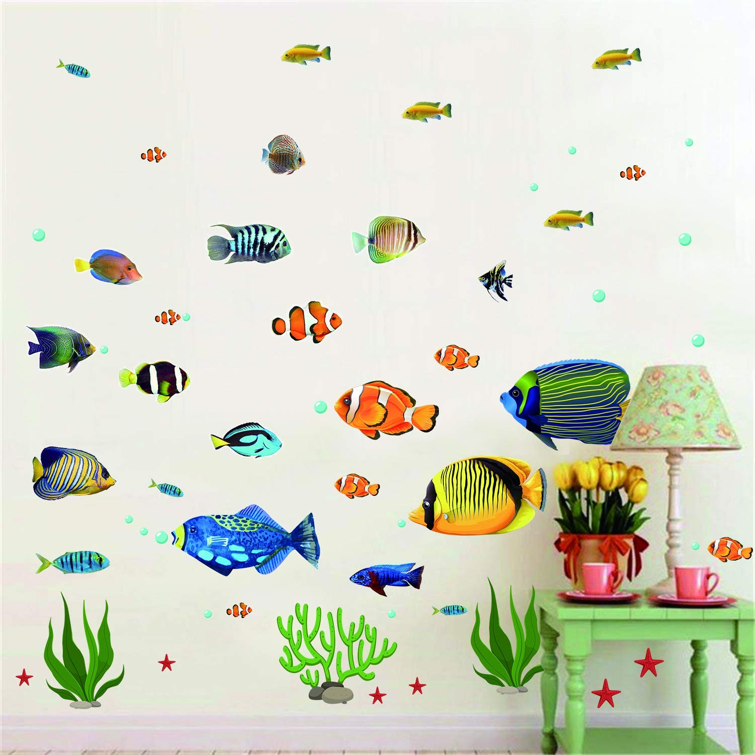 Fish Wall Stickers Under The Sea Decorative Wall Decals Coral Reef Fish Wall …