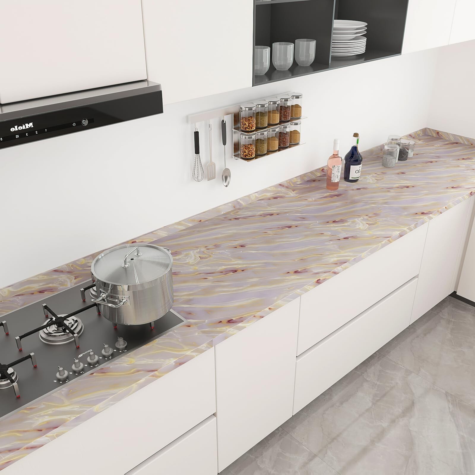 15.7"x196" Granite Gold White Marble Contact Paper Light Pink Peel and Stick …