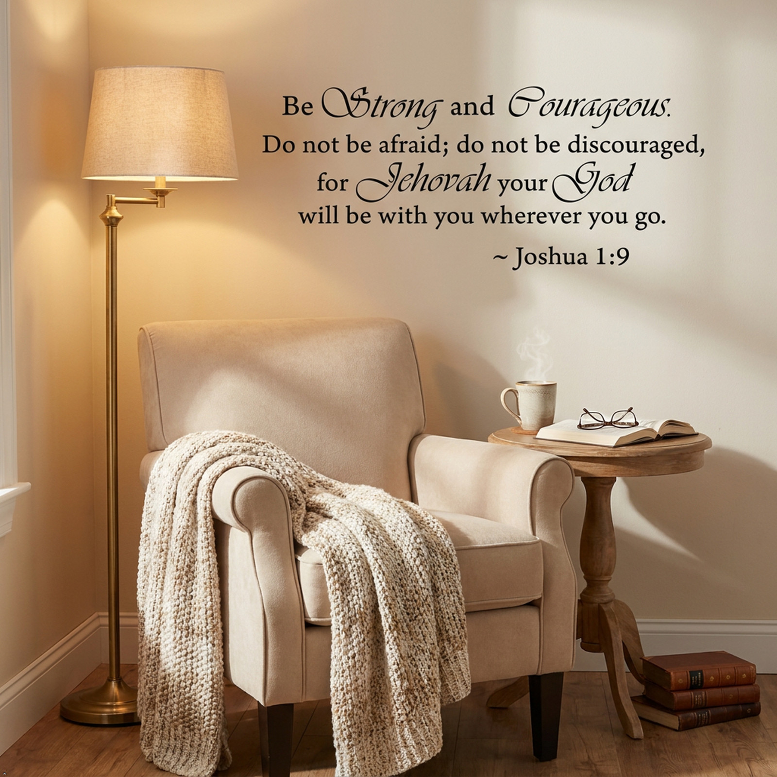 Be Strong and Courageous Joshua 1:9 Religious Wall Quotes Arts Bible Verse Vinyl