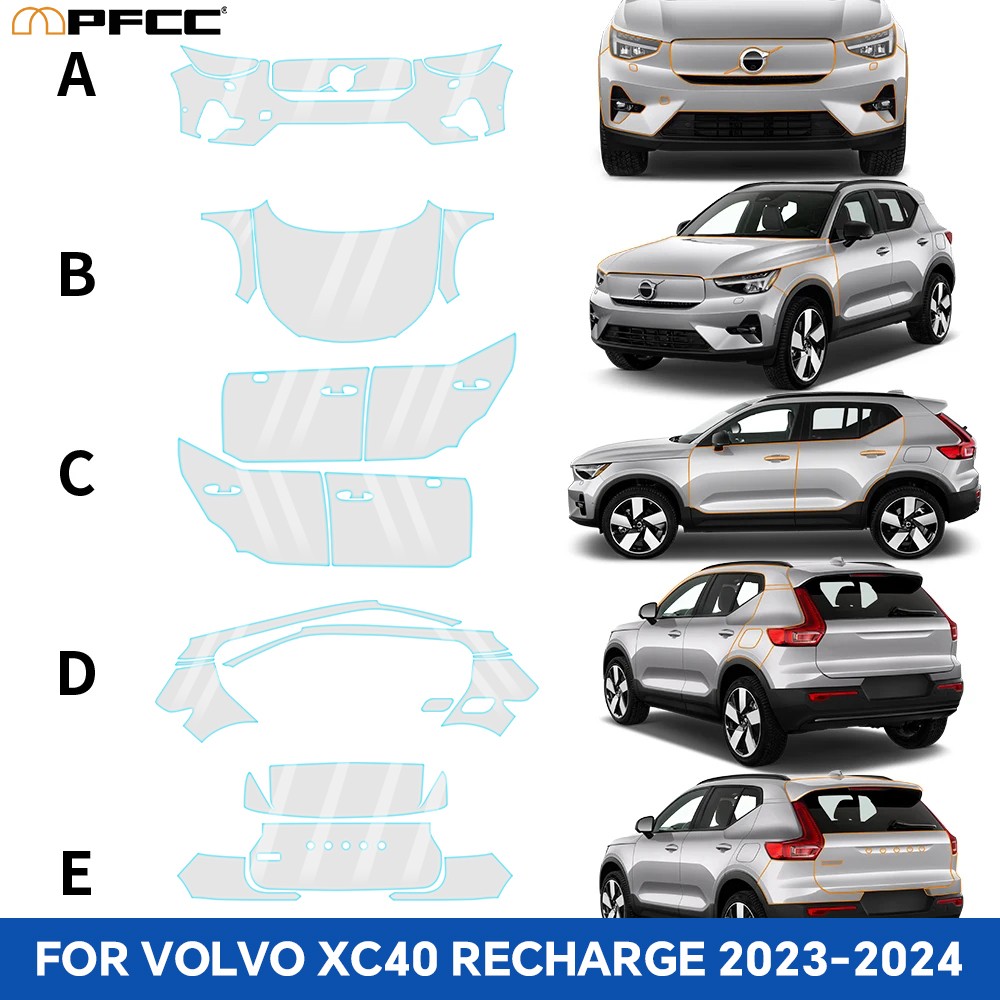 Full Car For Volvo XC40 Recharge 2023-2024 PreCut Paint Protection Film PPF TPU